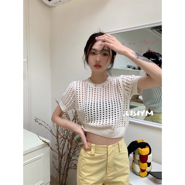 181. ÁO LEN LƯỚI CROPTOP