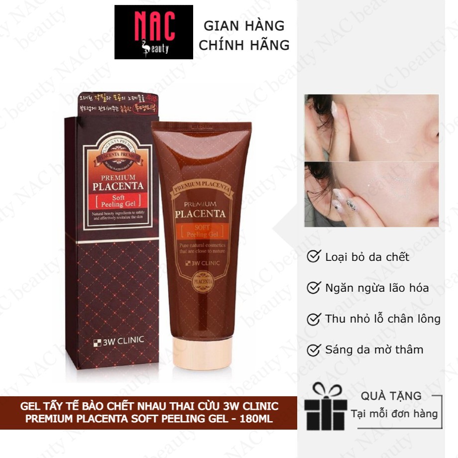 Gel tẩy tế bào chết nhau thai cừu 3W Clinic Premium Placenta Soft Peeling Gel 180ml - NAC BEAUTY