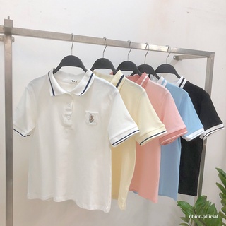 Áo Polo - áo thêu thỏ nhienhienvintage BA115