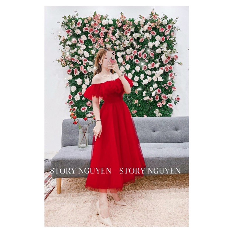 Đầm maxi lưới trễ vai dự tiệc cao cấp (Ảnh thật trãi sàn) | BigBuy360 - bigbuy360.vn