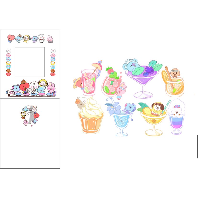 sticker bangtan idol kpop cắt rời size to SCI2 có bao giấy cute dễ thương bullet journal