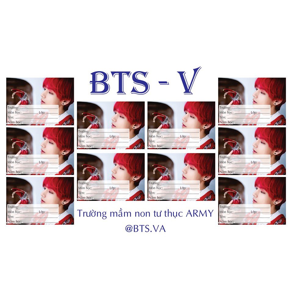 Nhãn vở BTS - V Taehyung - có nhiều mẫu Kpop