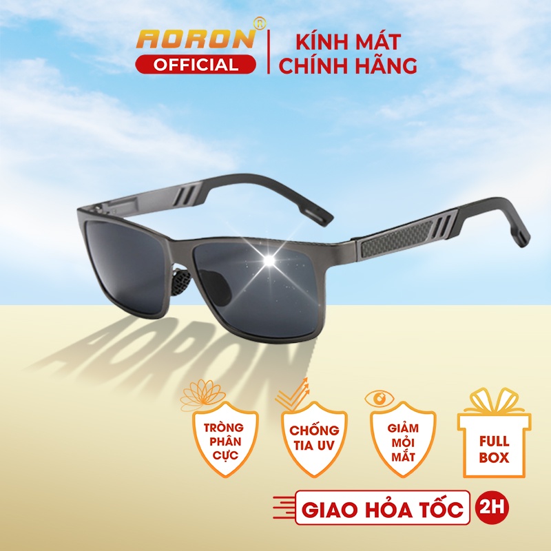 Kính Râm Nam Thời Trang, Gọng Vuông Hợp Kim Magie Mắt Kính Phân Cực Chống Chói Đi Xe , Chống Tia UV AK013 - AORON