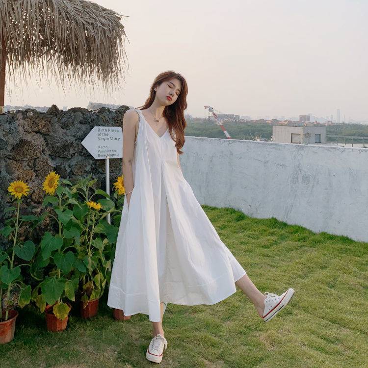Đầm maxi hai dây có túi thời trang hè 2021 dành cho nữ
