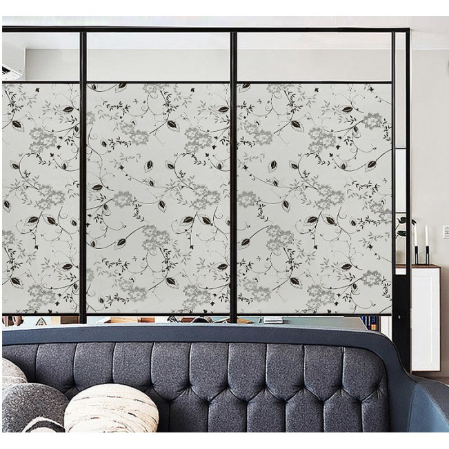 CUỘN 5M DECAL DÁN KÍNH HOA LÁ ĐEN KHỔ 60CM CÓ KEO SẴN