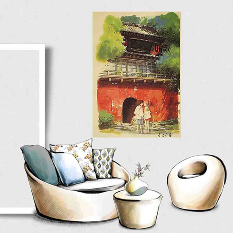 Poster Phim Spirited Away Bằng Giấy Kraft Độc Đáo