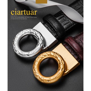 HÀNG HIỆU/Thắt Lưng Da Nam Khóa bấm Cao Cấp Dây Nịt Nam Da Bò 100% Chính Hãng ciartuar Mầu Vàng Bạc Nam Tính...