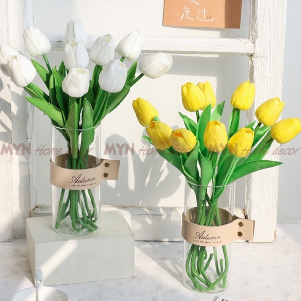 Hoa Tulip nhiều màu sắc trang trí xinh xắn, phụ kiện decor chụp ảnh MYN Home