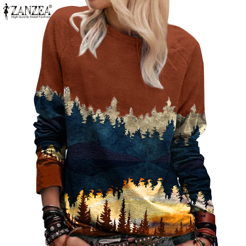 Áo Nữ ZANZEA Dài Tay Cổ Tròn Thời Trang Hàn