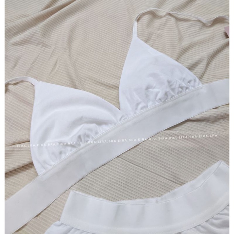 [BRA010] Bộ đồ lót cotton màu đen và trắng, phối chun cạp trắng bản lớn [ TẶNG KÈM MÚT] - EIRA.BRA