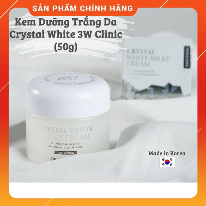 Kem dưỡng trắng da bật tông 3W Clinic Crystal White Milky Cream Hàn Quốc 50gr [Cam Kết Chuẩn Hàn Quốc ]