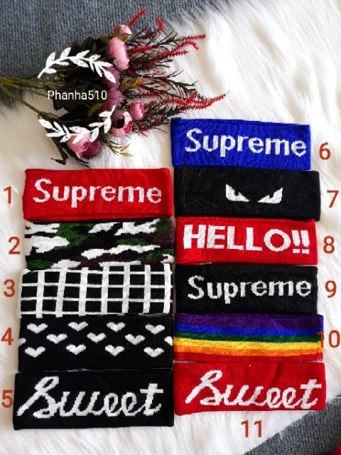 Băng đô headband thể thao băng đô kpop thời trang trẻ supreme link3