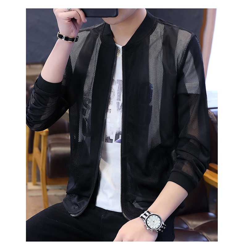 Áo khoác chống nắng chống tia cực tím vải lụa lạnh phối lưới siêu mỏng thoáng khí thời trang cho nam và nữ khi câu cá