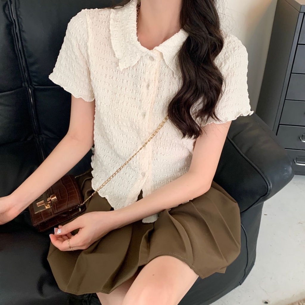 Hàng Có Sẵn cardigan Áo Sơ Mi Mỏng Tay Ngắn Pio Phong Cách Hàn Quốc Mới Dành Cho Nữ JL-TX-202