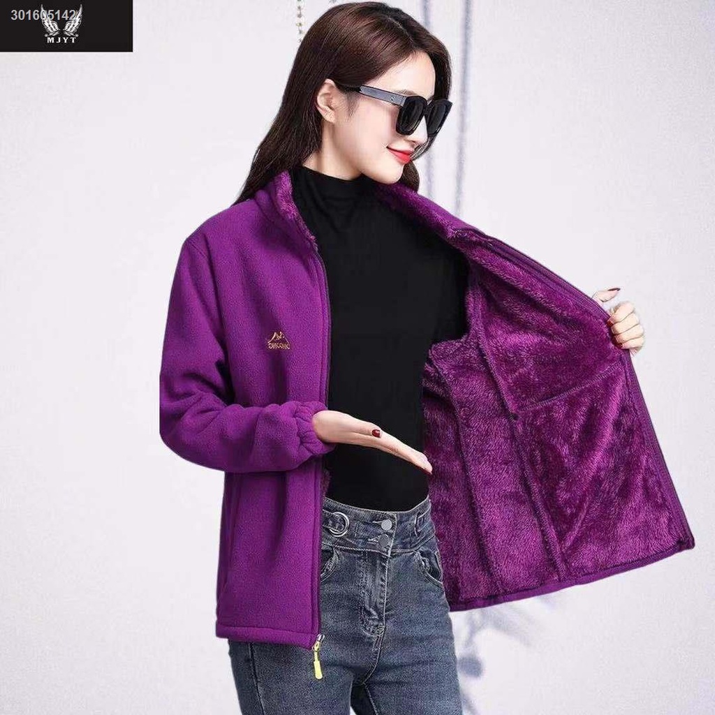 Middle-aged and elderly polar fleece jacket women s stand-up collar winter plus velvet thickening warmth plus size women s mother s cardigan sweater