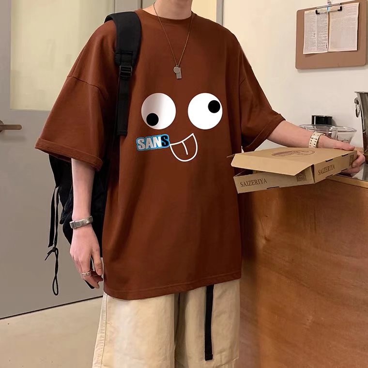 Áo Thun Tay Ngắn Dáng Rộng In Họa Tiết Hoạt Hình Vui Nhộn Chất Lượng Cao Thời Trang Cho Nam Và Nữ M-8XL