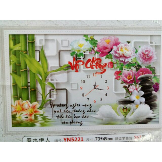 Tranh đá đồng hồ vợ chồng yn5221