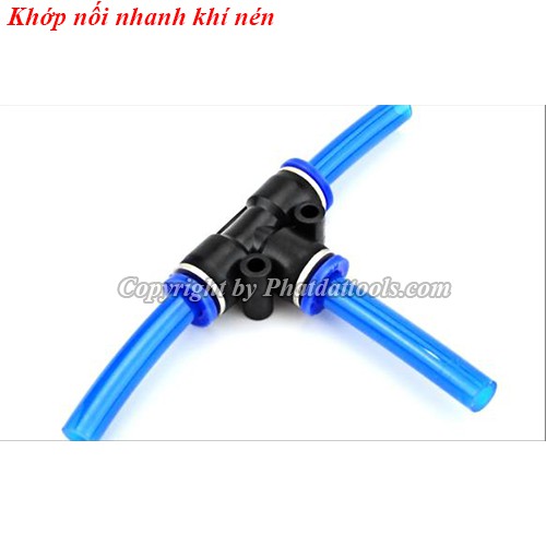 Khớp nối nhanh dây hơi khí nén dạng thẳng,chữ T,chữ thập-Nhựa PE cao cấp-Size 6-8-10-12