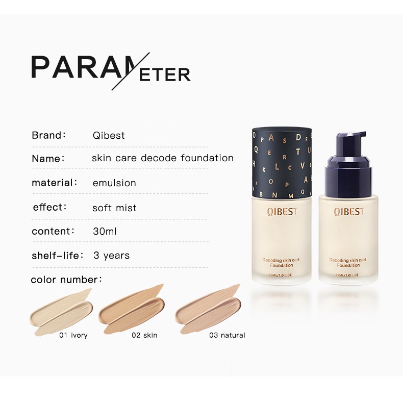 Kem nền QIBEST kiểm soát dầu lâu trôi chống thấm nước che phủ toàn diện 3 tông màu tuỳ chọn 125g | BigBuy360 - bigbuy360.vn