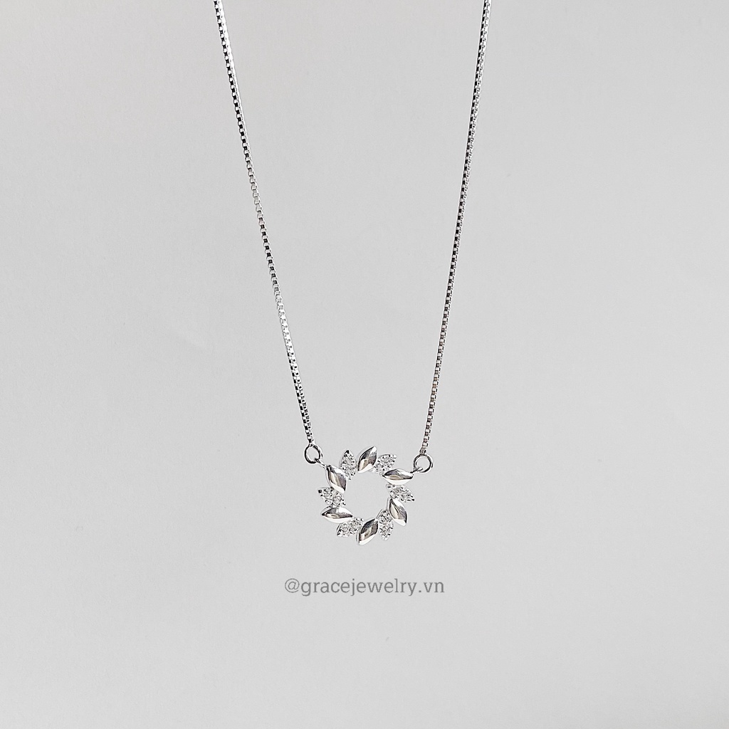 Dây chuyền bạc Grace - Tròn lá đá Chaplet
