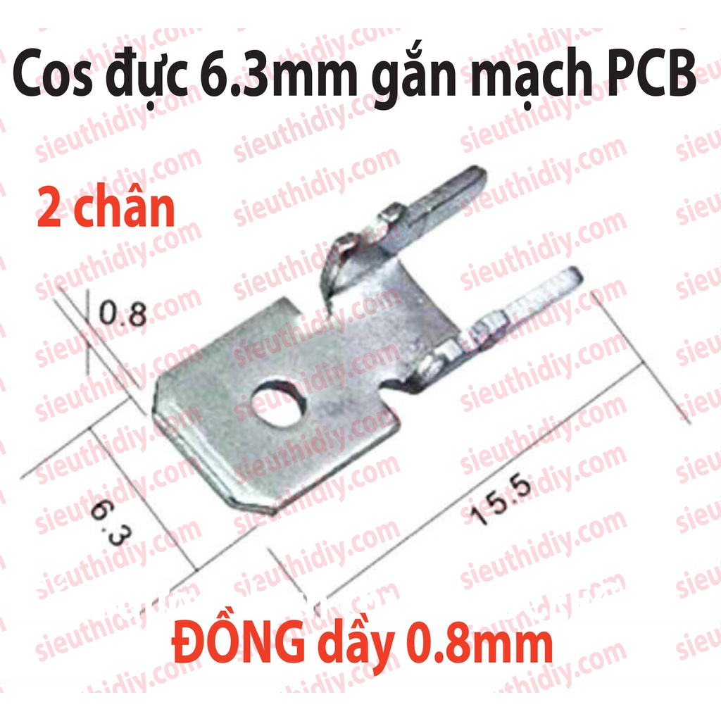 Cốt đực PCB 2.8-4.8-6.3mm đồng 0.5-0.8mm gắn mạch PCB (gói)