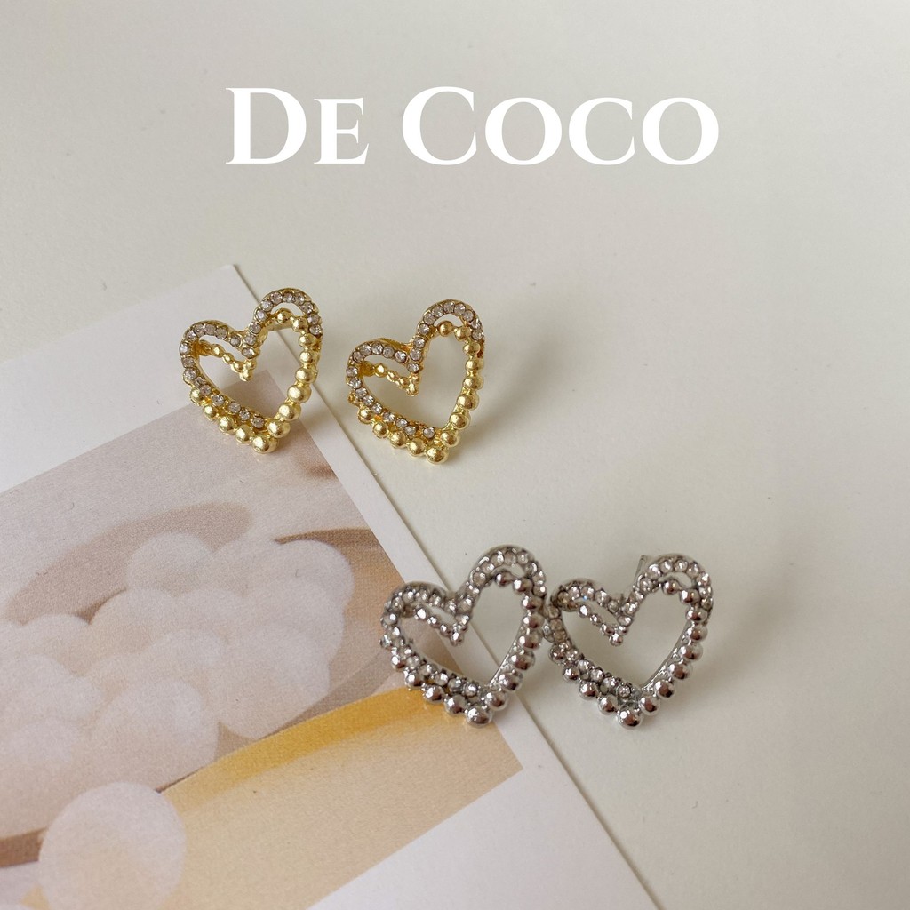 [Mã FASTGRET4 giảm 10% đơn 99K] [Mã FASHIONT4FA2 giảm 10K đơn 50K] Khuyên tai Double Heart De Coco