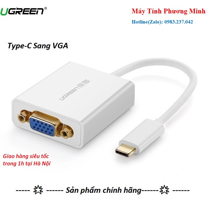 Cáp Chuyển Đổi Ugreen USB Type-C Sang VGA 40274 (20cm) cao cấp - Hàng Chính Hãng bảo hành 18 tháng