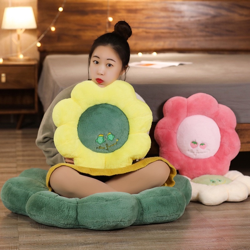 Thảm lông hình bông hoa gối ôm sofa nệm lót ghế, đệm tựa lưng phụ kiện trang trí nội thất phòng (Mã 07)