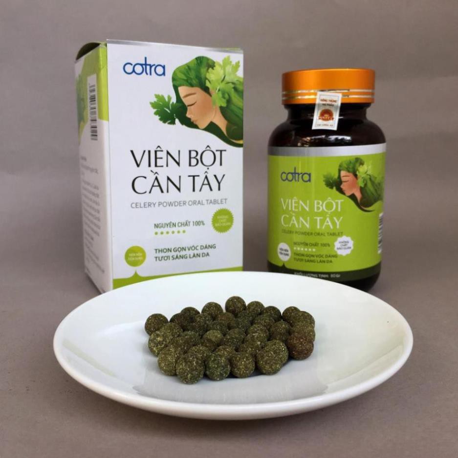 Viên bột cần tây mật ong sấy lạnh nguyên chất Cotra (Hộp 80g) giúp giảm cân, detox thanh lọc cơ thể, làm đẹp da trắng da