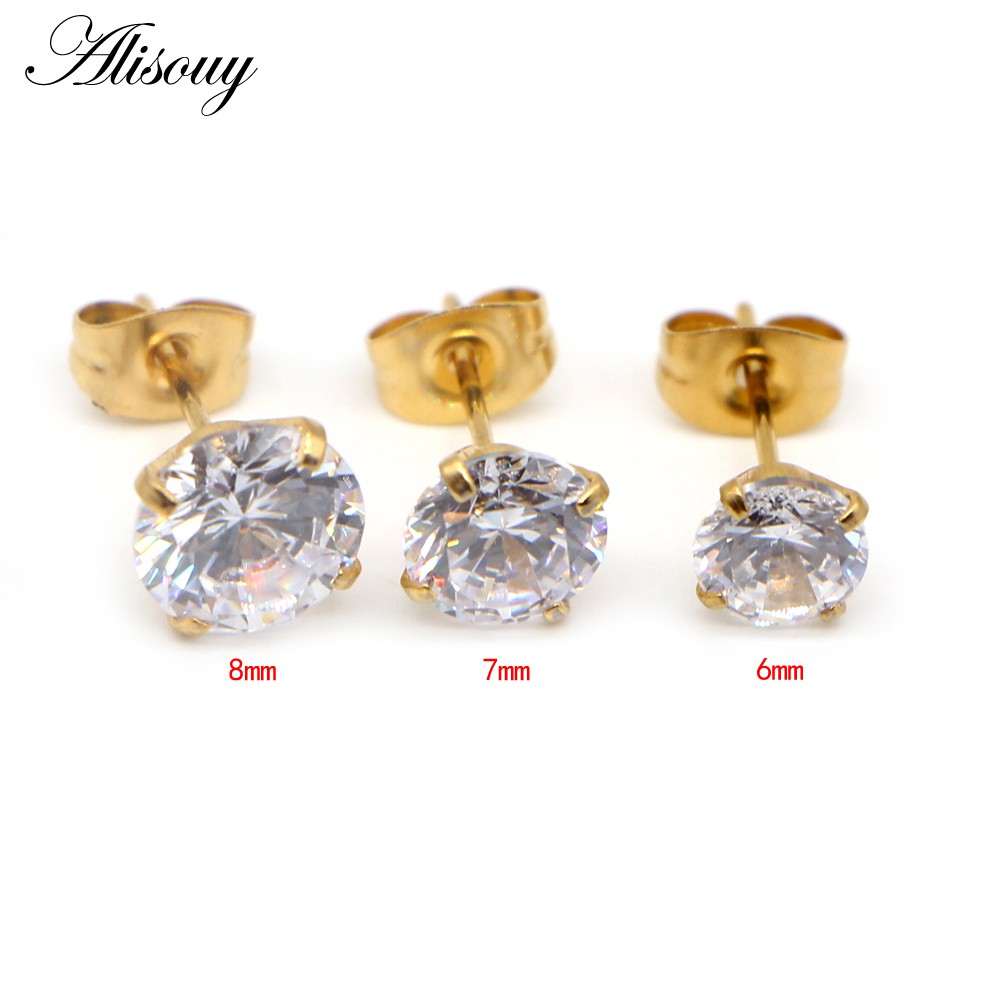 Set 2 Khuyên Tai Tròn Bằng Thép Không Gỉ 2-8mm Màu Sắc