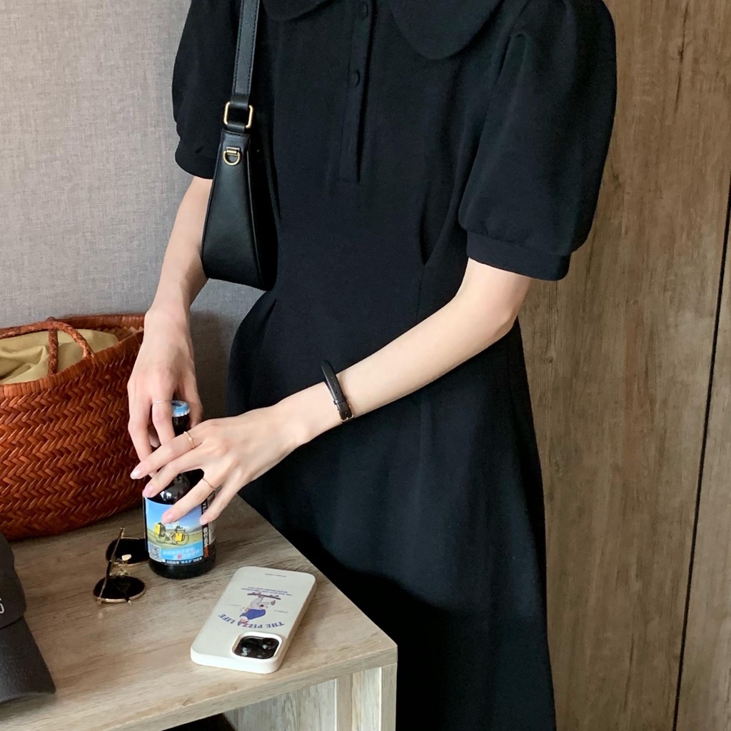✙Đầm Dài Tay Phồng Cổ Búp Bê Màu Đen Thời Trang Xuân Hè Cho Nữ
