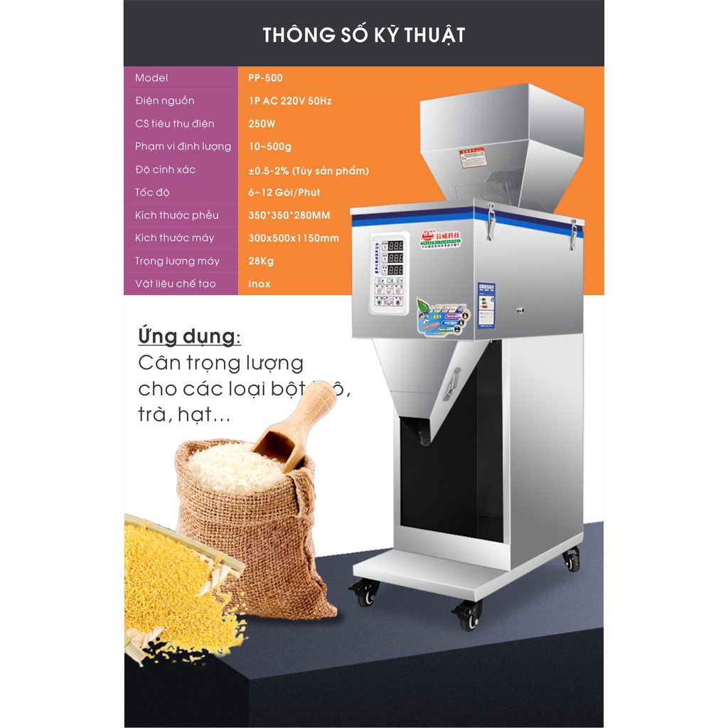 Cân định lượng 500g, máy định lượng bột hạt - Propack