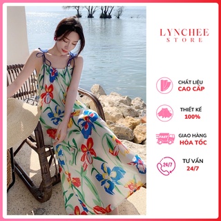 Váy maxi 2 dây họa tiết hoa , đầm maxi 2 dây dáng dài chất liệu cao cấp mềm mại cá tính - lynchee shop