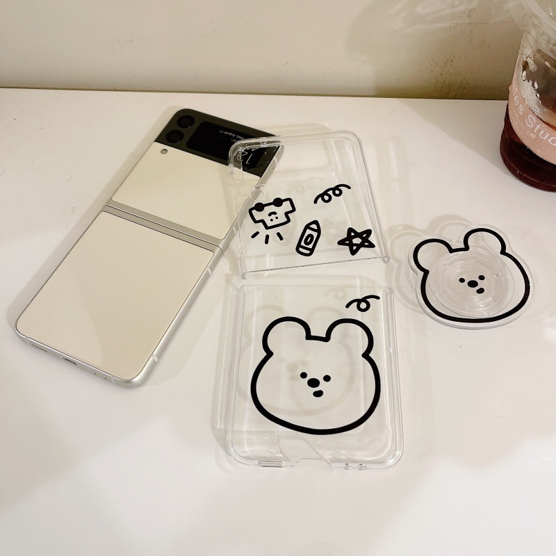 Ốp điện thoại PC cứng họa tiết hoạt hình có giá đỡ cho Samsung Galaxy Z Flip 3