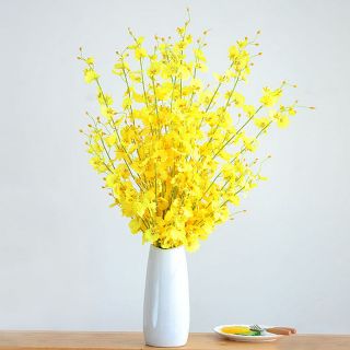 Hoa lụa: cành hoa lan vũ nữ vàng