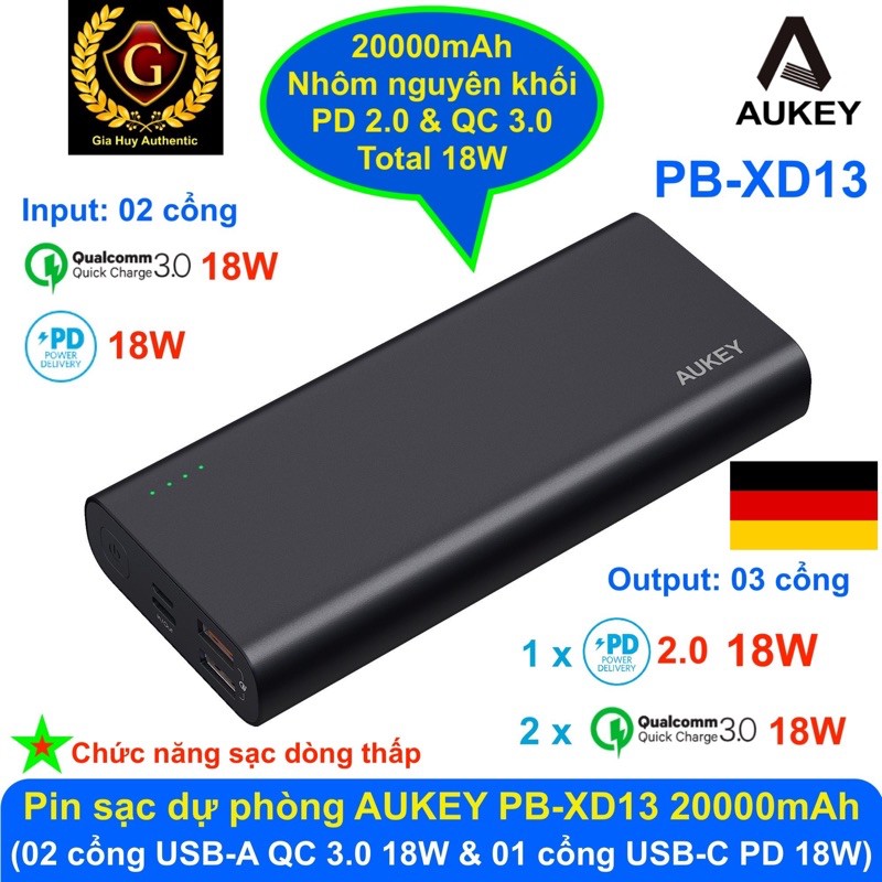 Sạc Dự Phòng Aukey PB-XD13 20000mAh