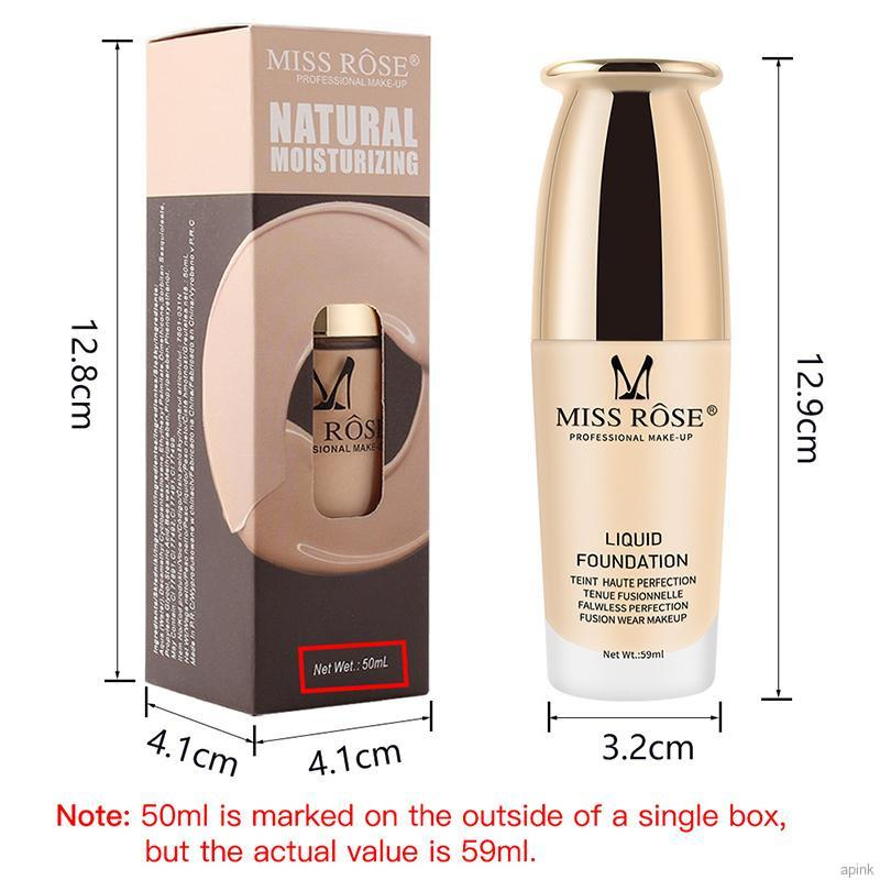 (Hàng Mới Về) Kem Nền Dạng Lỏng Miss Rose Che Khuyết Điểm Chống Nước Lâu Trôi 59ml