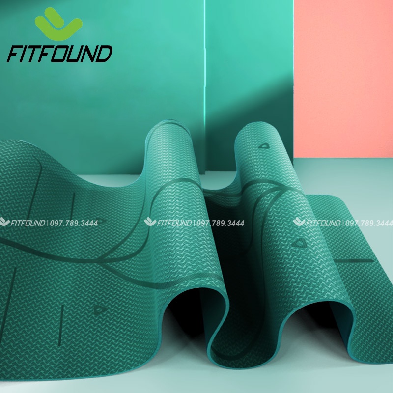 Thảm Tập Yoga Gym Pilates Thể Dục Nhảy Dây Chất Liệu TPE Dày 6-8mm Kích thước 183*61cm Chống Trơn Trượt Có In Định Tuyến
