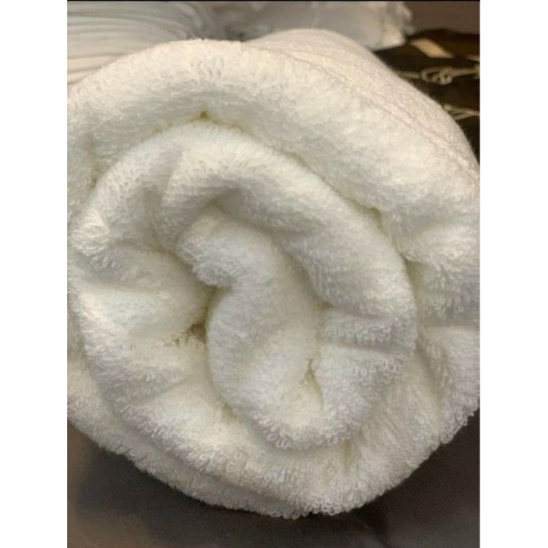 KHĂN TRẮNG KHÁCH SẠN DÀY  DỆT THÊU LOGO KHÁCH SẠN THEO YÊU CẦU, COTTON HÚT NƯỚC TỐT, MỀM MẠI
