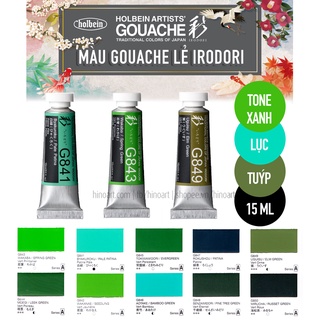 Màu Gouache lẻ Holbein Irodori tông xanh lục - tuýp 15ml