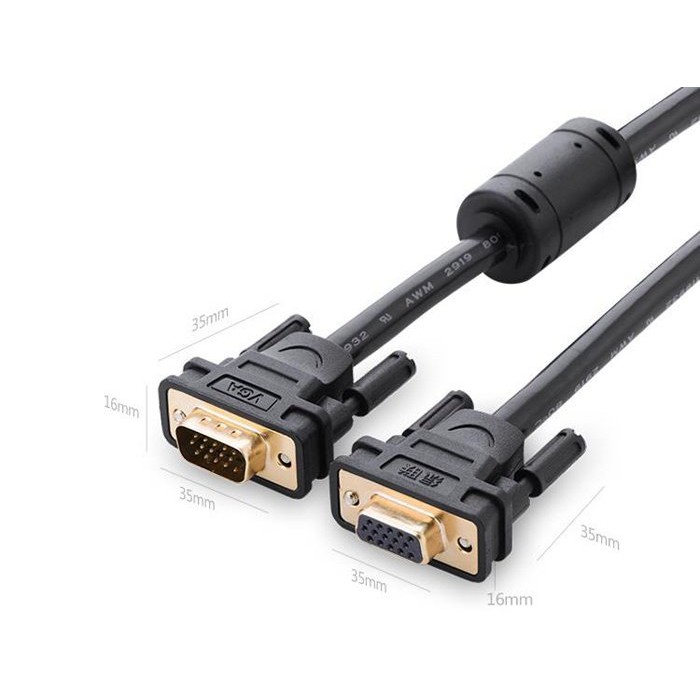 [FREESHIP 99K]_Cáp nối dài VGA (Đực - Cái) hỗ trợ HD, Full HD Ugreen 11614