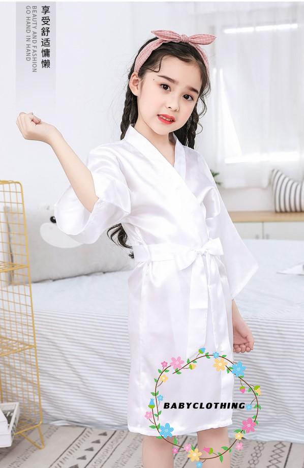 Áo Choàng Tắm Kiểu Kimono Bằng Lụa Satin Cho Bé Gái