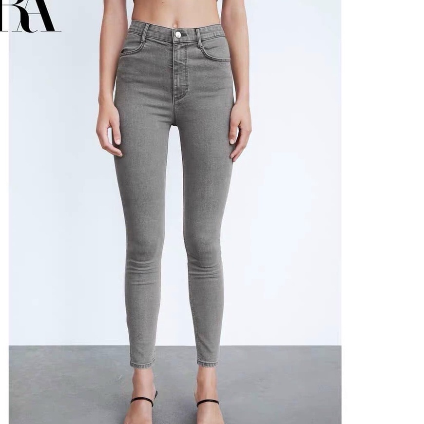 Quần jean nữ dang baggy  bó màu xám khói cạp cao hack dáng hot trend 2021 YUKAGO S180