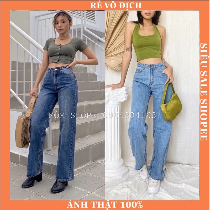 Quần Jean Culottes Ống Suông Dài Xuất Xịn Jean Cotton