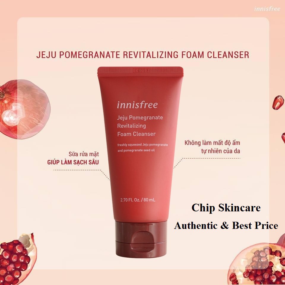 Sữa rửa mặt từ Lựu Đỏ Innisfree Jeju Pomegranate Revitalizing Foam Cleanser 150ml/80ml