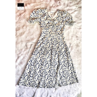 Đầm hoa nhí midi xẻ tà