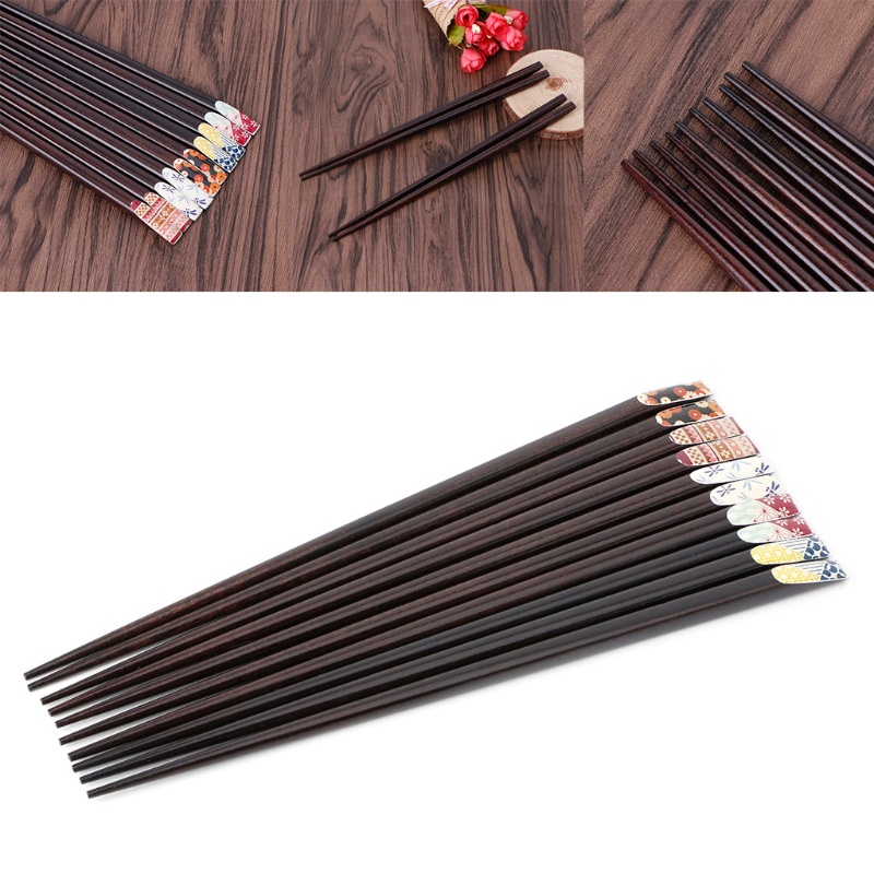 Qq* Đũa Gỗ Đầu Nhọn In Họa Tiết Phong Cách Nhật Bản Cho Nhà Bếp