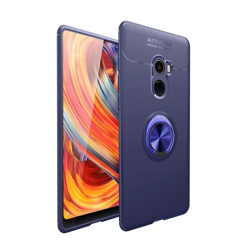 Ốp điện thoại màu trơn có giá đứng vòng nhẫn từ tính cho Xiaomi Mi Mix 2