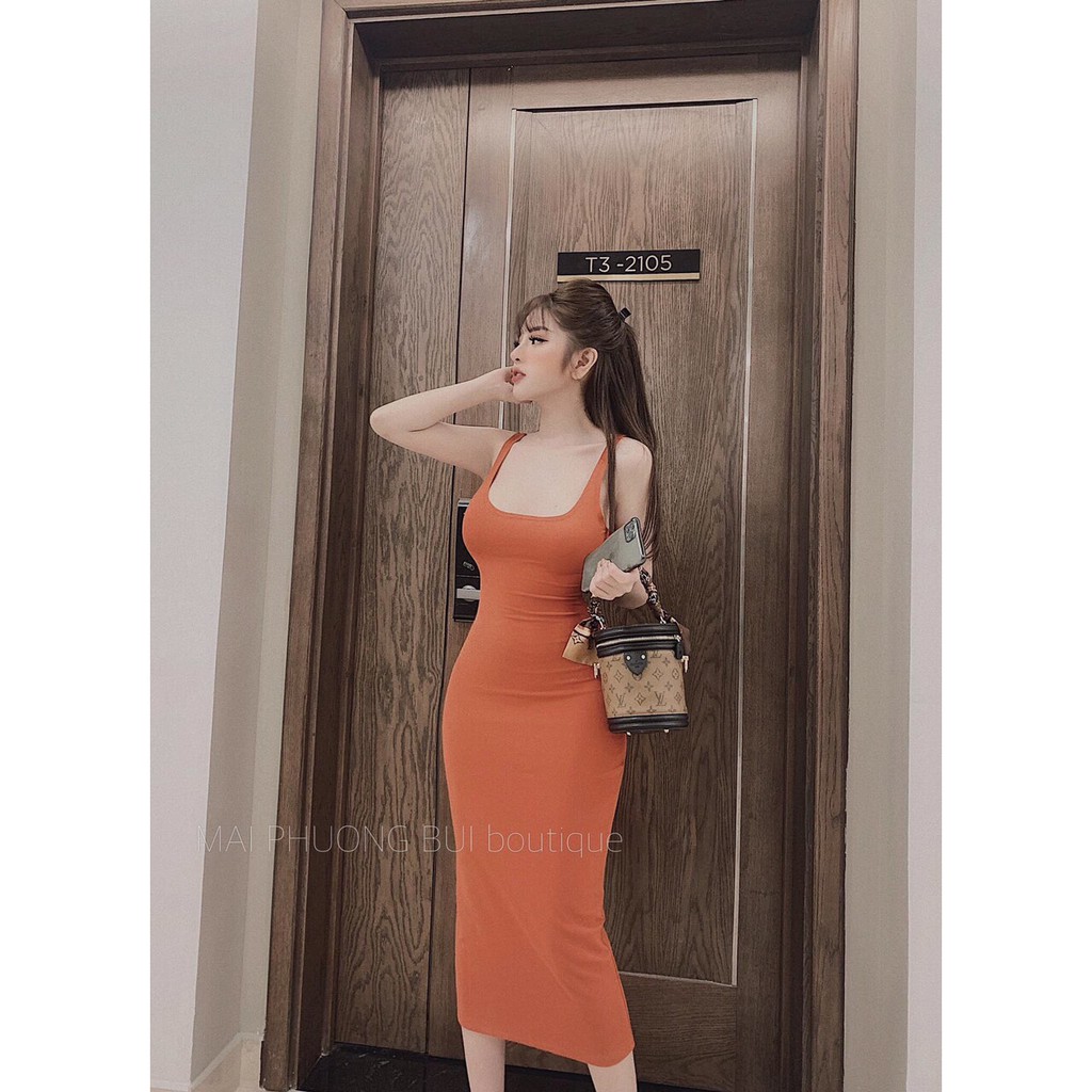 Đầm body 2 dây dáng dài tôn dáng