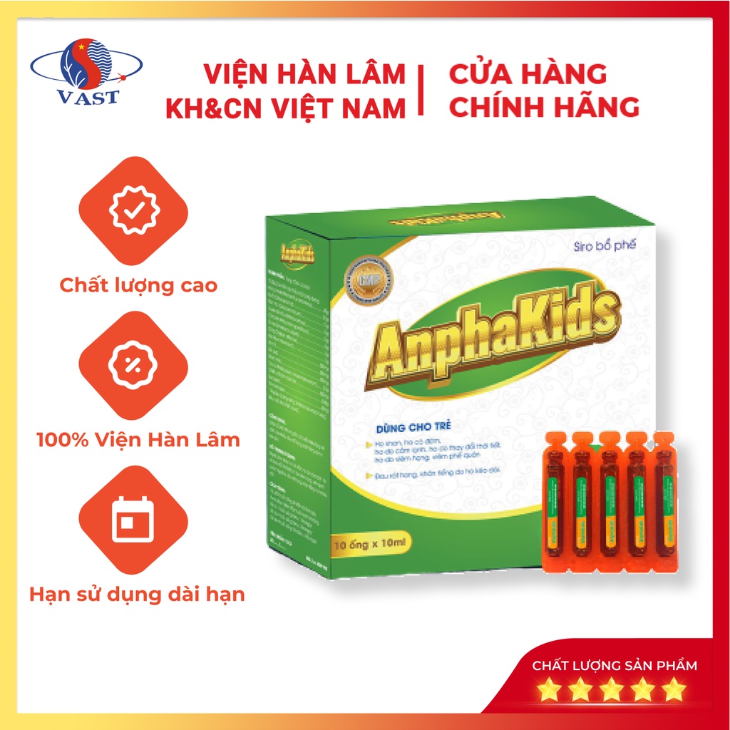 Siro Ho Bổ Phế Anphakids - Hết ho đờm, viêm mũi họng nhanh chóng - Sản Phẩm Của Viện Hàn Lâm KH&CN Việt Nam